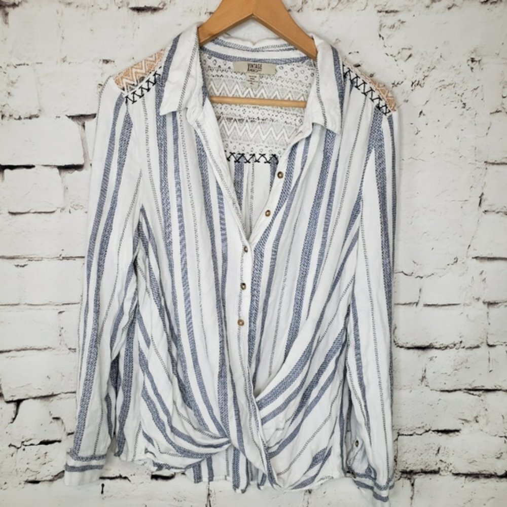 Vintage American Blues Roadtrip Striped Mackenzie Blouse Sz. Large White…